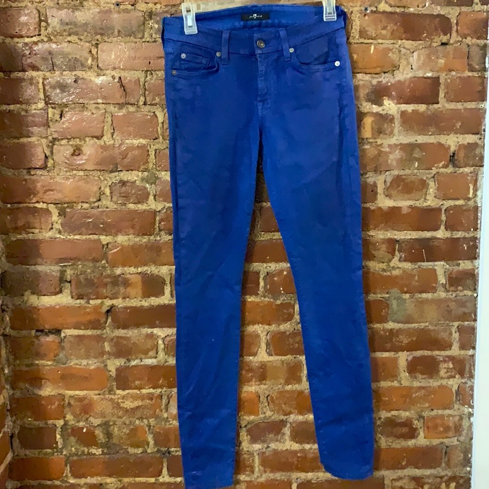 7 for all mankind 28 blue waxy jeans